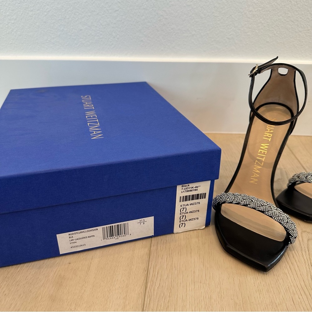 Stuart Weitzman NUDIST GLAM 100 HIGH SHINE Sandal High Heel - Picture 15 of 16